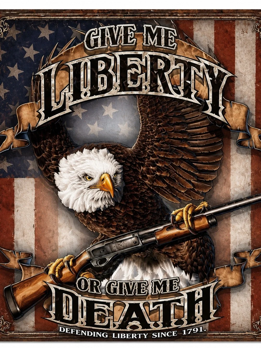 NEW Give Me Liberty Or Give Me Death Metal Sign